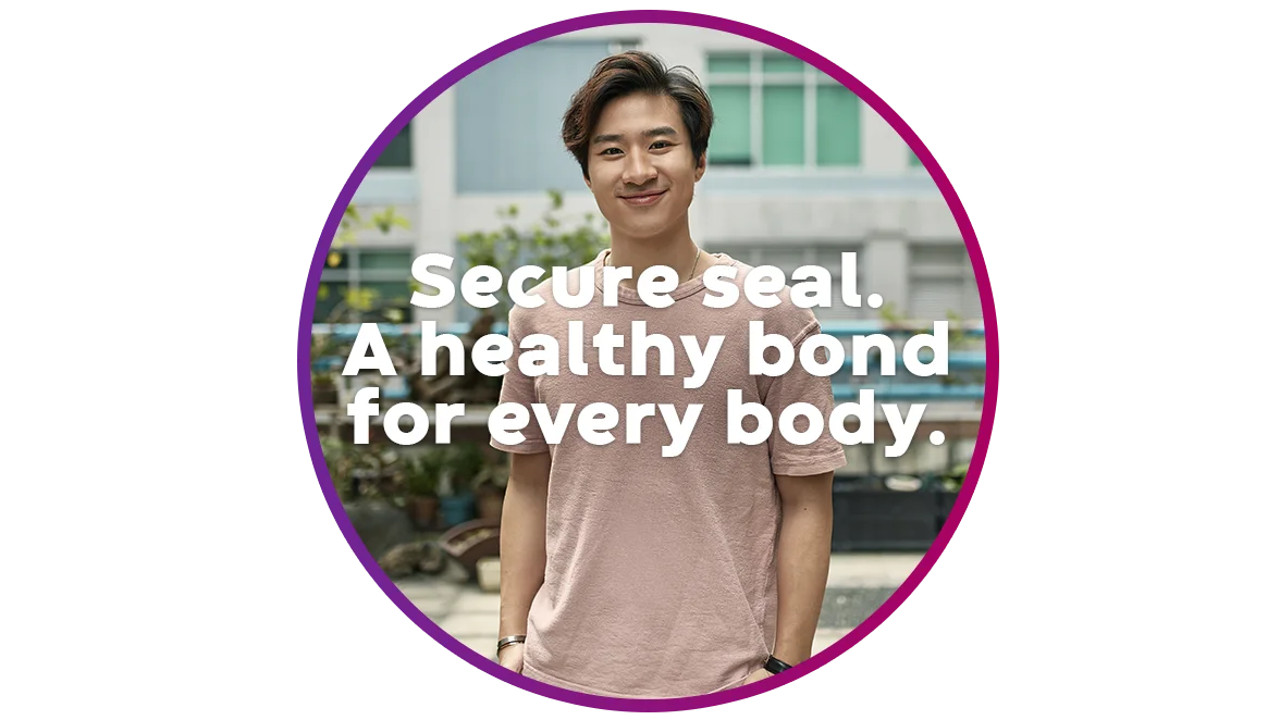 A man with a bright smile showcasing a sign that emphasizes "Secure Seal: Fostering a Healthy Connection for Everyone.