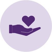 Emotional support hand and heart icon